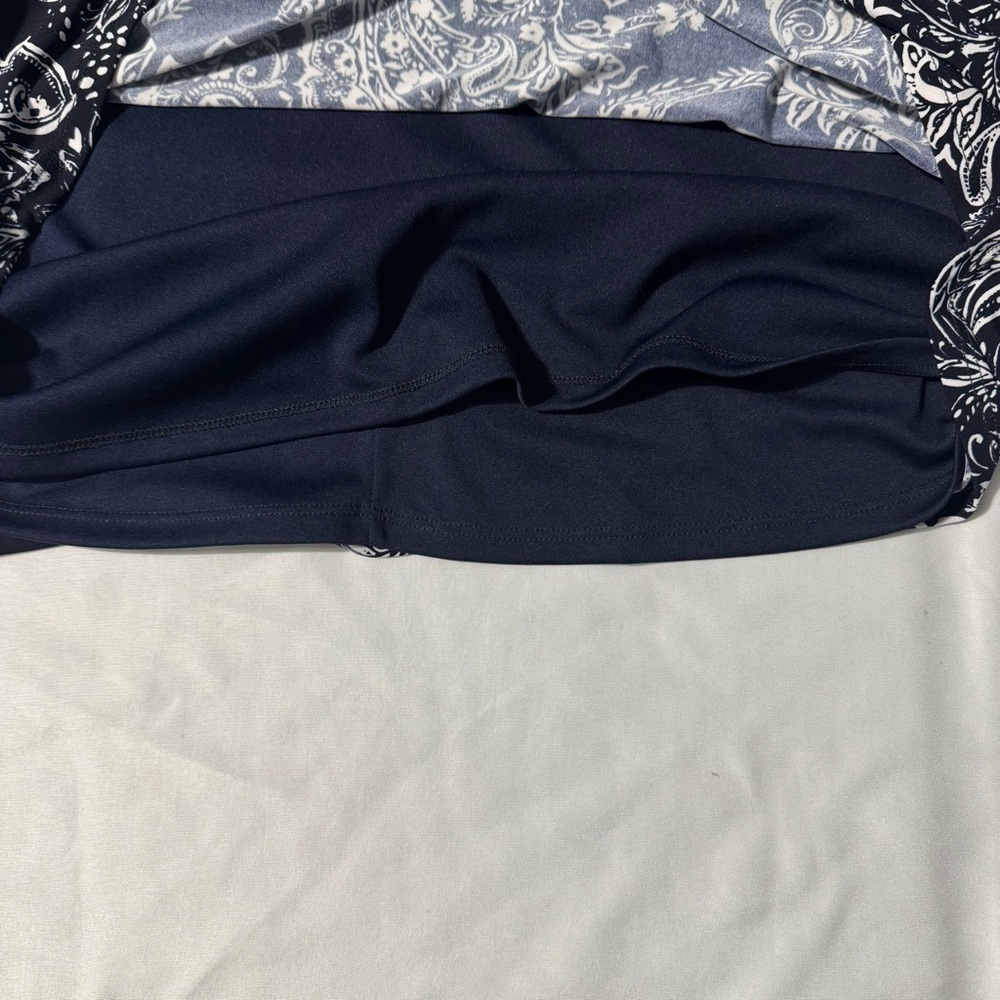 Laura Petites Navy & White Paisley Shift Dress | Size XS (Petite) Mini - Picture 5 of 11